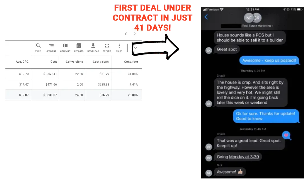 A picture of a first deal under contract in just 41 days.