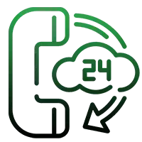 A line drawing of a phone with a cloud and an arrow.