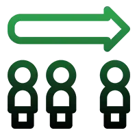A green arrow pointing to three numbers on a white background.