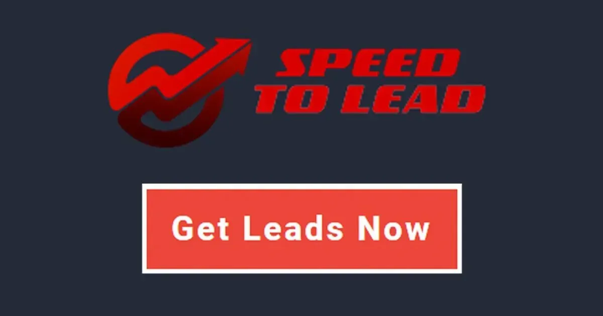 A red button that says get leads now on it