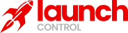 A red and white logo for launch control
