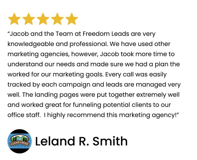 Customer review with 5 stars for Freedom Leads by Leland R. Smith.