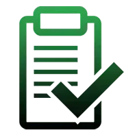 A clipboard with a green check mark on it.