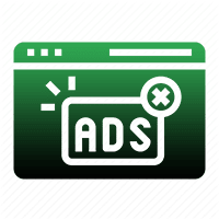 An icon of a browser window with ads written on it.