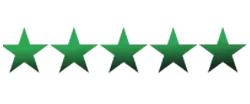 A row of green stars on a white background.