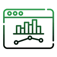 An icon of a website with a graph on it.