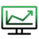 A computer monitor with a graph on it.