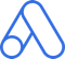 Blue abstract letter A with a circle.