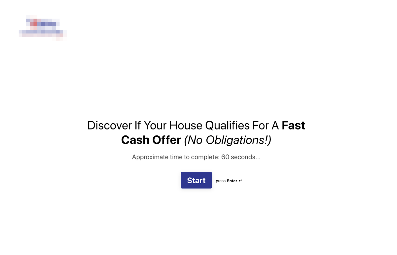 White webpage with text 