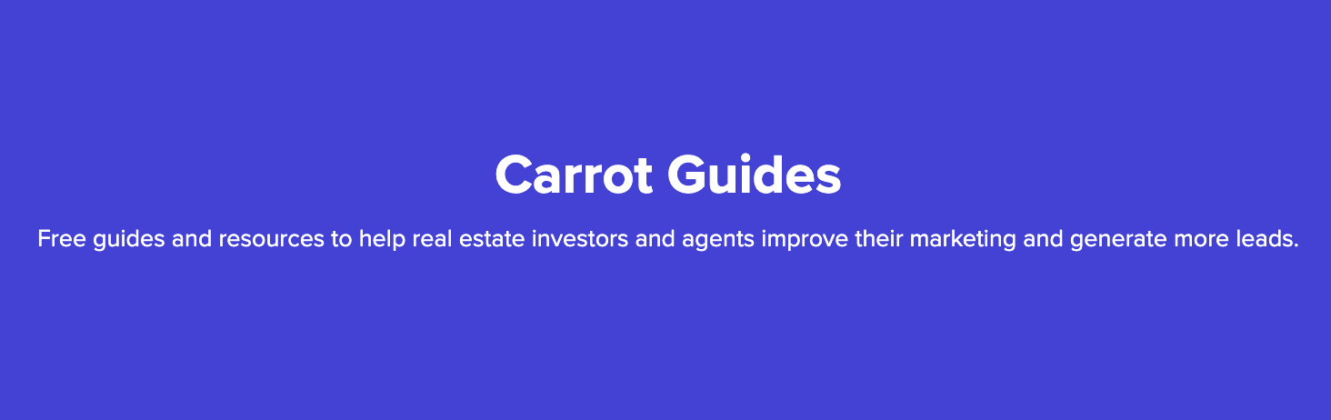 Carrot Guides title on a blue background. Text below reads