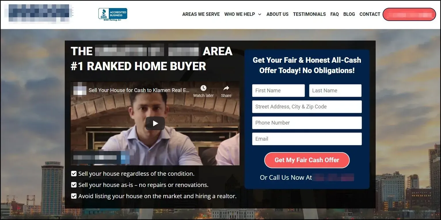 A screenshot of a website that says the ranked home buyer area