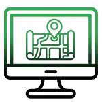A computer monitor with a map on the screen.