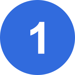 White number 1 on blue circle.
