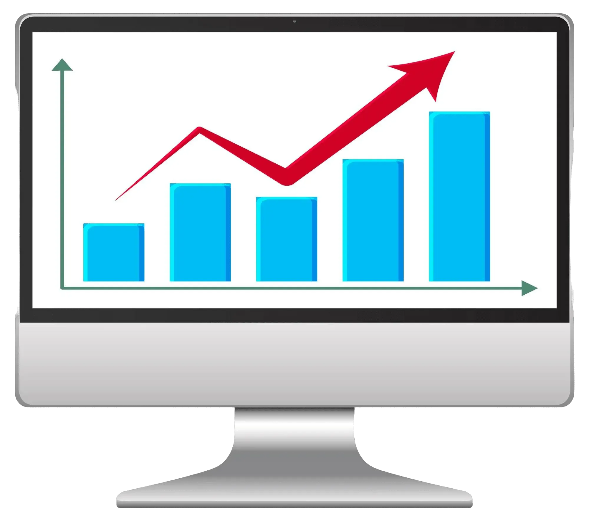 A computer monitor with a graph on it.