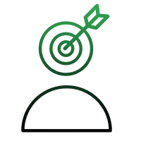 A person with an arrow in the center of a target.