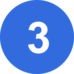 White number 3 inside a blue circle.