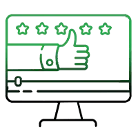 A computer monitor with a hand giving a thumbs up.
