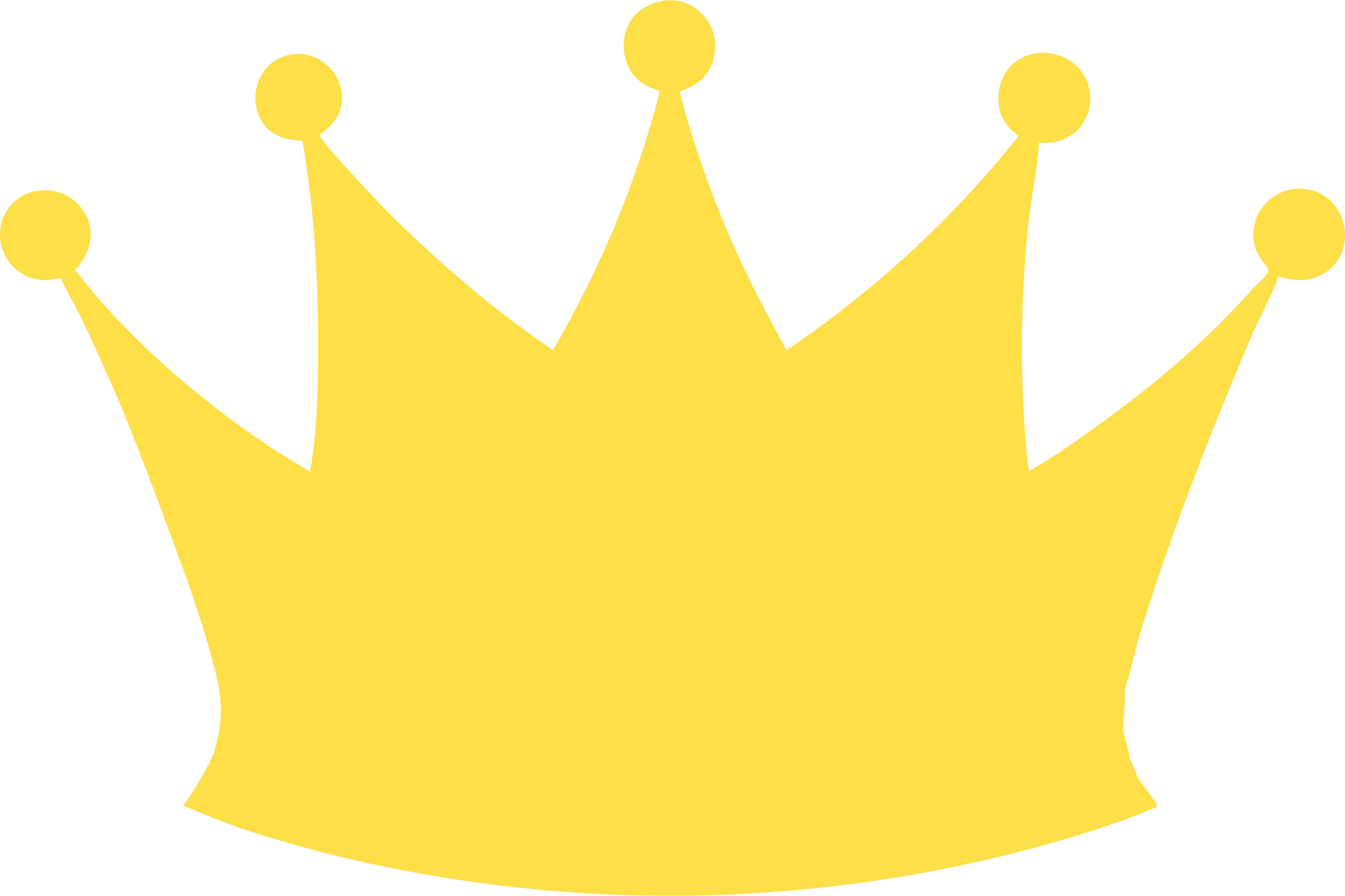 Yellow crown with five points and rounded tips.