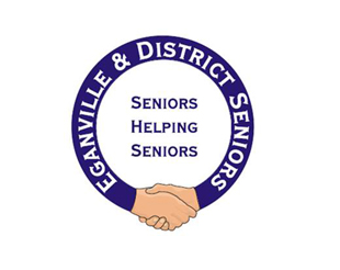 A logo for eganville and district seniors helping seniors