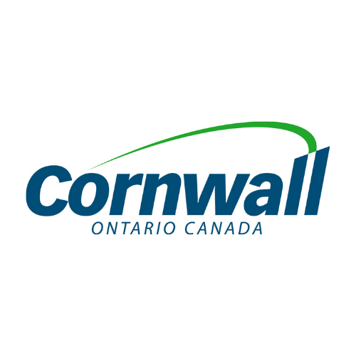 The cornwall ontario canada logo is blue and green on a white background.