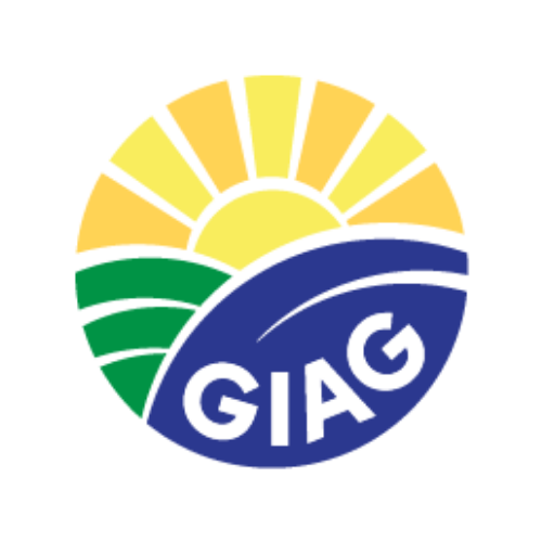 A logo for a company called giag with a sun in the middle