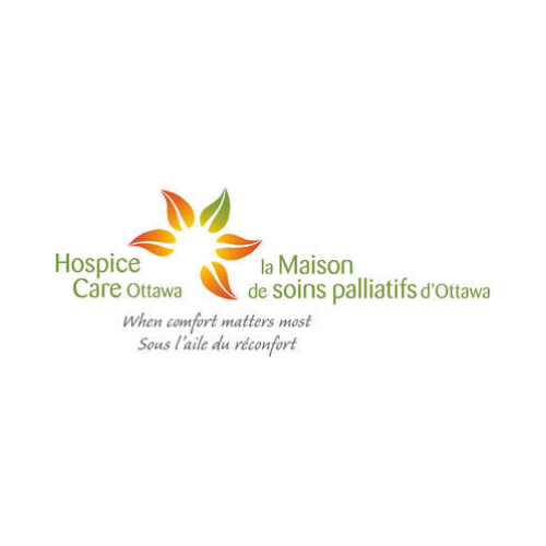 The logo for hospice care ottawa is a flower with leaves around it.