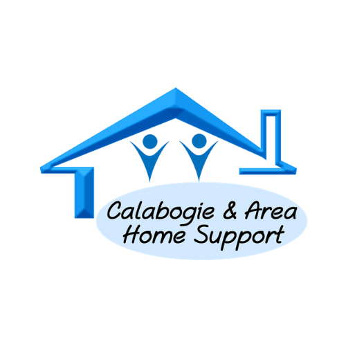 A blue logo for calabogie & area home support