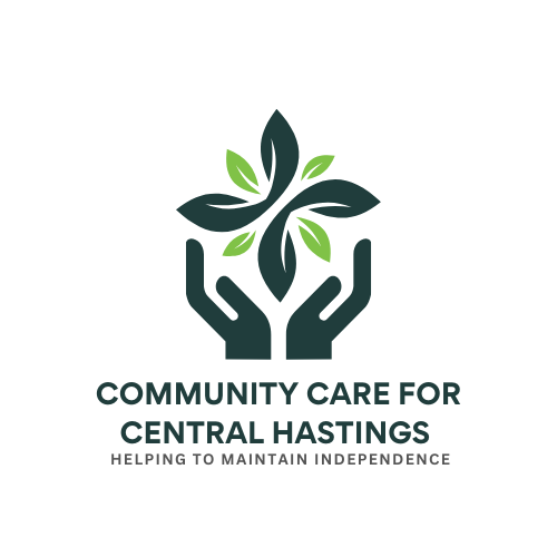 The logo for community care for central hastings has a puzzle piece in the center.