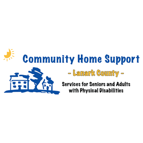 A logo for community home support in lanark county