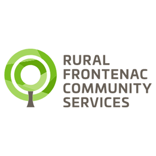 The logo for rural frontenac community services shows a tree in a circle.