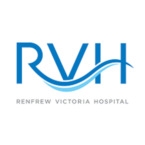 A blue logo for renfrew victoria hospital