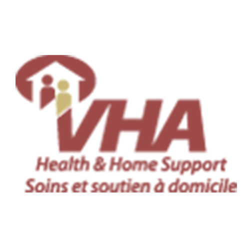 A logo for vha health and home support