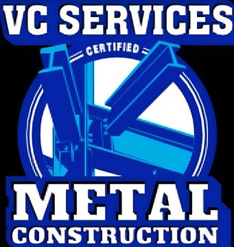 VC Services certified metal construction logo in blue, white, and black