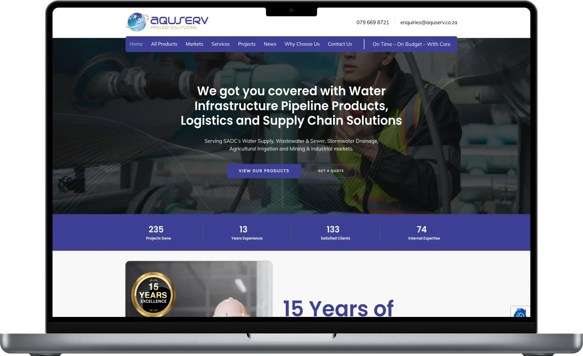 Aquserv website portfolio example