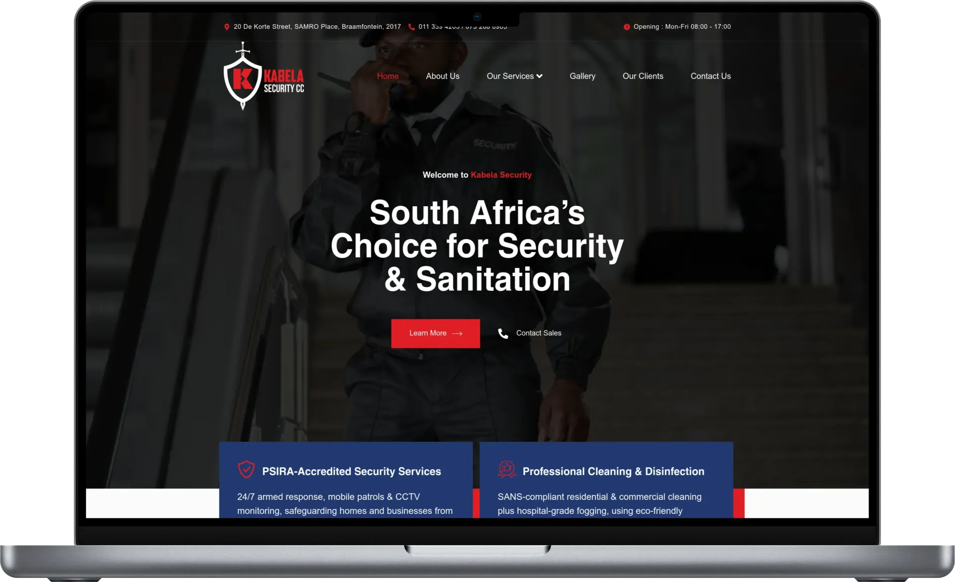 Kabela Security website portfolio example