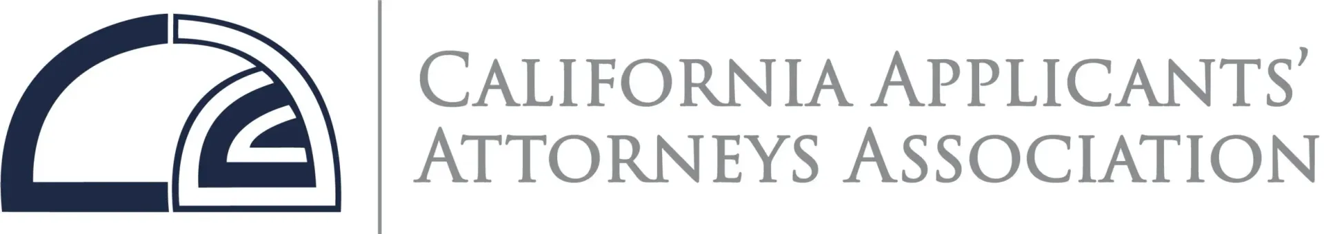 Logo of the California Applicants' Attorneys Association. It includes an arc and lines. Text to the right.