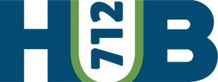 HUB logo with a green and blue design, featuring the number 