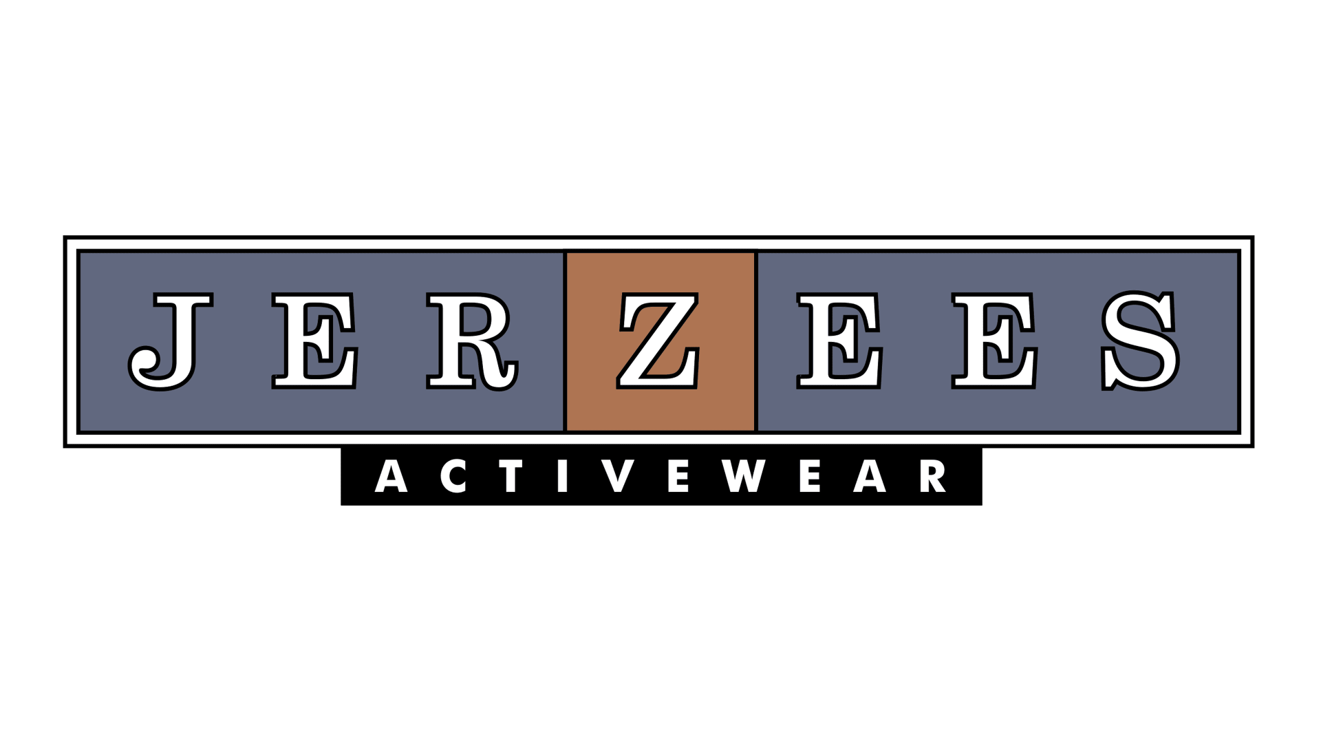A logo for jerzees activewear is shown on a white background