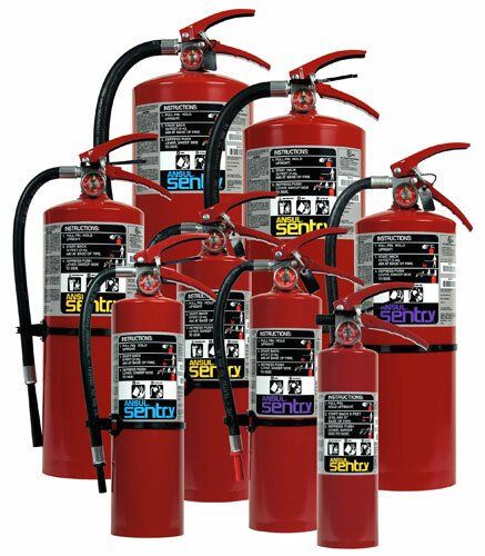 Man holding fire extinguisher — Dandridge, TN — Rapid Fire Equipment Inc.