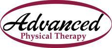 Logo for Advanced Physical Therapy with the text in a maroon oval.