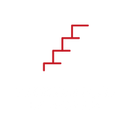 Um ícone de escada vermelha em um fundo branco.
