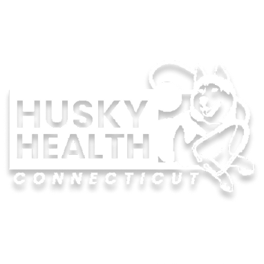 HUSKY Health Connecticut logo with a husky dog mascot.