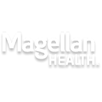 Magellan Health logo in white with a shadow. Text reads