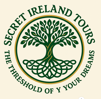 Secret Ireland Tours logo with green Celtic knot tree and the slogan “The Threshold of Your Dreams”