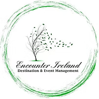 Logo for Encounter Ireland Destination & Event Management with green circular brushstroke and tree design