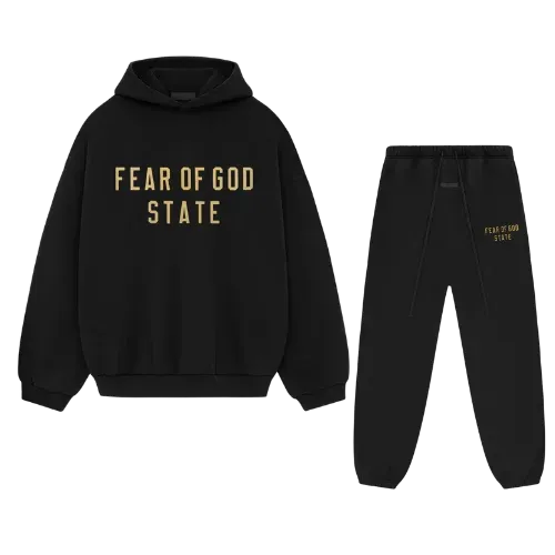 Fear of God Essentials Tracksuit Black Yellow State