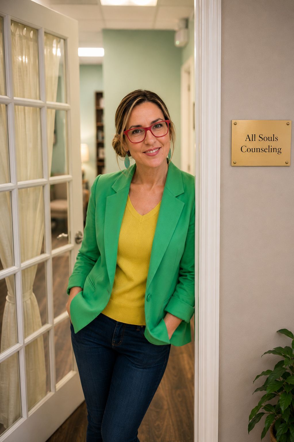 Therapist standing in doorway