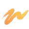 Orange brushstroke logo on a white background