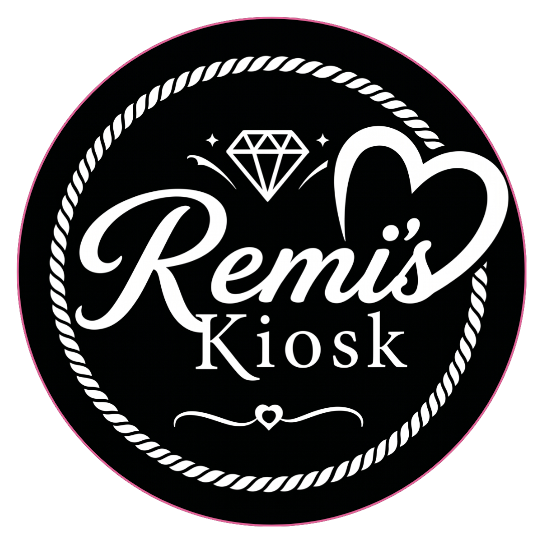 Black circular logo with white rope border, diamond icon, heart, and the words &ldquo;Remi&rsquo;s Kiosk.&rdquo;