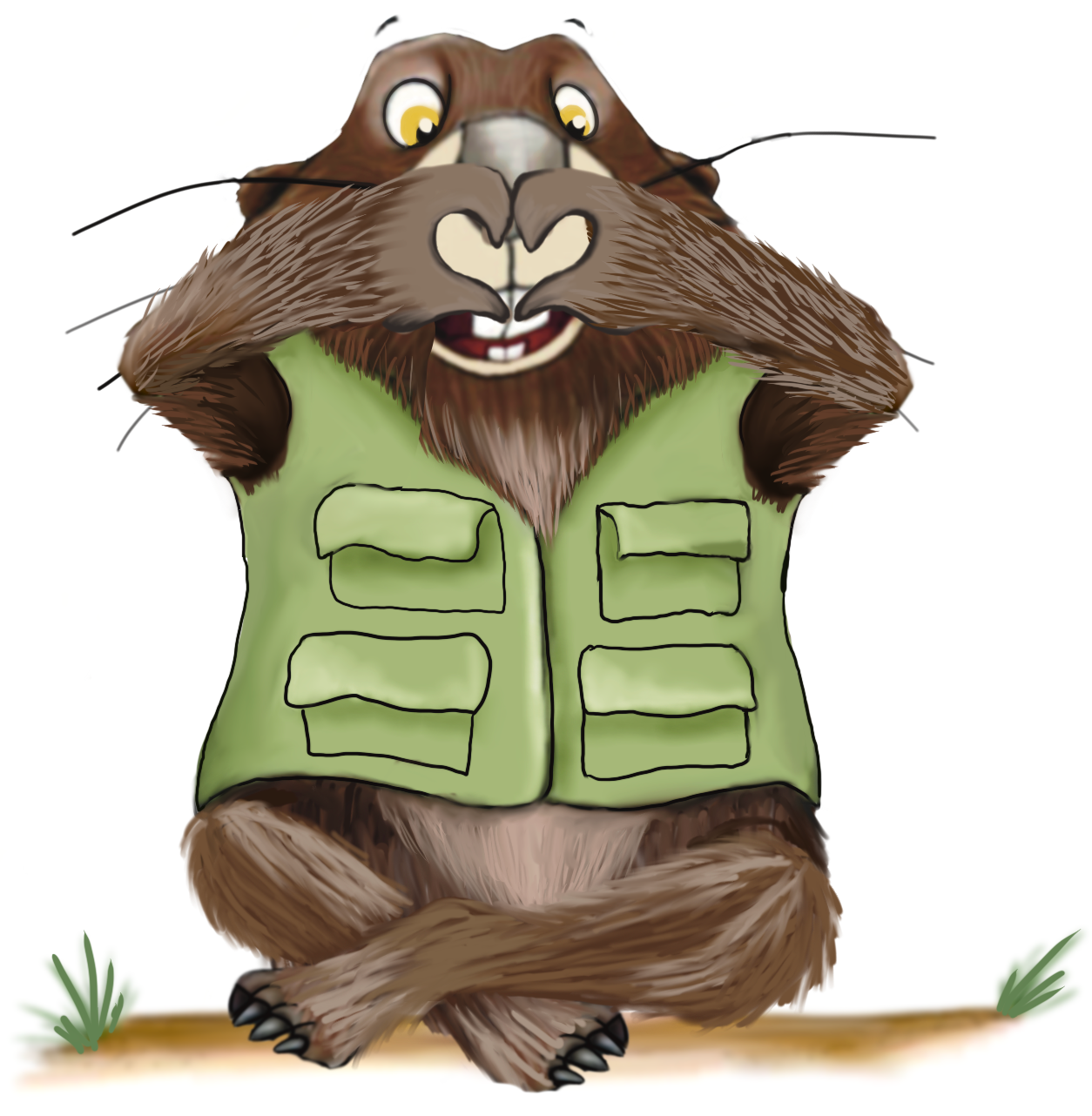 Illustration of Marvin the marmot making a hand heart gesture